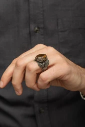 Zultanit Taşlı Oval 925 Gümüş Erkek Yüzük - 4