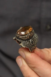 Zultanit Taşlı Oval 925 Gümüş Erkek Yüzük - 5