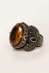 Zultanit Taşlı Oval 925 Gümüş Erkek Yüzük - 7