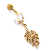 Altın Kaplama Zirkon Taşlı Yaprak Piercing PRC-136 - 5