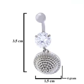 316L Çelik Zirkon Taşlı Küre Piercing PRC-135 thumbnail 3