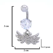 316L Çelik Zirkon Taşlı Kuş Piercing PRC-124 - 3