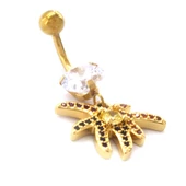 Altın Kaplama Zirkon Taşlı Palmiye Piercing PRC-121 - 5