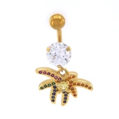 Altın Kaplama Zirkon Taşlı Palmiye Piercing PRC-121 - 1