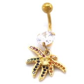 Altın Kaplama Zirkon Taşlı Palmiye Piercing PRC-121 - 4