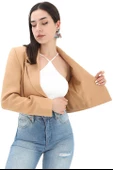 Crop Blazer Kısa Ceket - Camel thumbnail 6