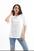 Bisiklet Yaka Halka Ve Boncuk Detaylı T-shirt - Ekru thumbnail 3