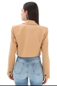 Crop Blazer Kısa Ceket - Camel thumbnail 7