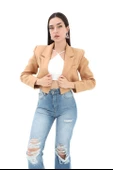 Crop Blazer Kısa Ceket - Camel thumbnail 2