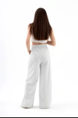 Beli Lastikli Cepli Poliviskon Pantolon - Gri thumbnail 5