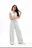 Beli Lastikli Cepli Poliviskon Pantolon - Gri thumbnail 4