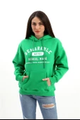 Kapüşonlu School Baskılı Üç İplik Sweat - Zümrüt thumbnail 1