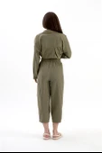 Krinkıl Kumaş Keten İkili Takım - Haki thumbnail 4