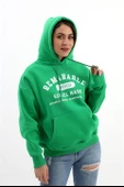 Kapüşonlu School Baskılı Üç İplik Sweat - Zümrüt thumbnail 4