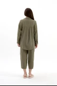 Krinkıl Kumaş Keten İkili Takım - Haki thumbnail 5