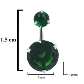316L Çelik Yeşil Zirkon Taşlı Piercing PRC-114 thumbnail 3