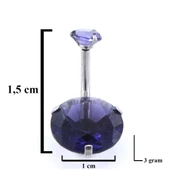 316L Çelik Mor Zirkon Taşlı Piercing PRC-111 thumbnail 3