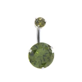 316L Çelik Yeşil Zirkon Taşlı Piercing PRC-110 thumbnail 1