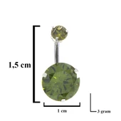 316L Çelik Yeşil Zirkon Taşlı Piercing PRC-110 thumbnail 3