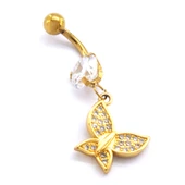 Altın Kaplama Zirkon Taşlı Kelebekli Piercing PRC-109 - 5