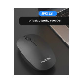 Philips M221 Sessiz Kablosuz Wireless Mouse 2.4Ghz 1600 Dpi Siyah ( Usb alıcısı kapağın içindedir ) - 2