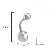 316L Çelik Zirkon Taşlı Klasik Piercing PRC-107 - 3