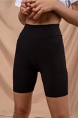 Vogsign Kadın Siyah Yüksek Bel Fitilli Spor Kısa Şort Tayt Toparlayıcı 366 - 5