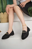 Muggo WİNCE Garantili Triko Metal Tokalı Kadın Loafer Günlük Ayakkabı - 7