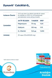 DYNAVİT Calcikid-d3 D3 Vitamini Magnezyum Ve Kalsiyum Içeren Portakal Aromalı Takviye Edici Gıda 30 Toz Saşe - 4