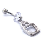 316L Çelik Zirkon Kalpli Kilit Model Piercing PRC-104 thumbnail 5