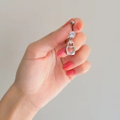 316L Çelik Zirkon Kalpli Kilit Model Piercing PRC-104 thumbnail 2