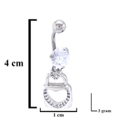316L Çelik Zirkon Kalpli Kilit Model Piercing PRC-104 thumbnail 4