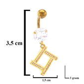 Altın Kaplama Zirkon Taşlı Baklava Piercing PRC-103 - 3