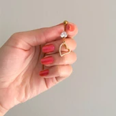 Altın Kaplama Zirkon Taşlı Kalpli Piercing PRC-100 thumbnail 2