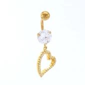 Altın Kaplama Zirkon Taşlı Kalpli Piercing PRC-100 thumbnail 1