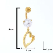Altın Kaplama Zirkon Taşlı Kalpli Piercing PRC-100 thumbnail 3