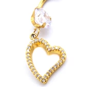 Altın Kaplama Zirkon Taşlı Kalpli Piercing PRC-100 thumbnail 5