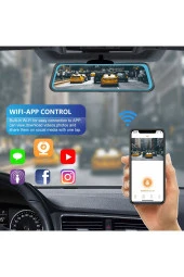 Premium Mb-5200 Wifi ULTRA HD 4K 10 İnç Ayna Kamera (WİFİ+GPS+Türkçe Menü) Çift Kameralı Araç Kamera - 4