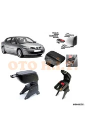 OTO H.İ.T.  Renault Megane 2 Uyumlu Kol Dayama Ve Kolçak Sürgülü Bardaklıklı Ayarlanabilir Siyah Deri thumbnail 1