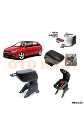 OTO H.İ.T.  Skoda Fabia 15-19 Uyumlu Kol Dayama Ve Kolçak Sürgülü Bardaklıklı Ayarlanabilir Siyah Deri thumbnail 1