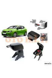 OTO H.İ.T.  Seat Ibiza Uyumlu Kol Dayama Ve Kolçak Sürgülü Bardaklıklı Ayarlanabilir Siyah Deri thumbnail 1
