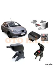 OTO H.İ.T.  Honda City 06-09 Uyumlu Kol Dayama Ve Kolçak Sürgülü Bardaklıklı Ayarlanabilir Siyah Deri - 1