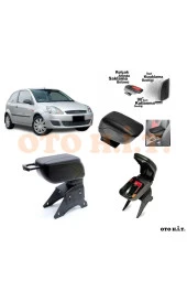 OTO H.İ.T. Ford Fiesta 02-08 Uyumlu Kol Dayama Ve Kolçak Sürgülü Bardaklıklı Ayarlanabilir Siyah Deri - 1