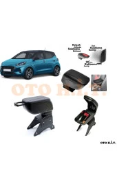 OTO H.İ.T.  Hyundai I10 20 Üzeri Uyumlu Kol Dayama Ve Kolçak Sürgülü Bardaklıklı Ayarlanabilir Siyah Deri thumbnail 1