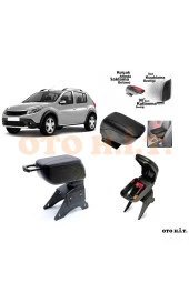 OTO H.İ.T.  Dacia Sandero 09-12 Uyumlu Kol Dayama Ve Kolçak Sürgülü Bardaklıklı Ayarlanabilir Siyah Deri thumbnail 1