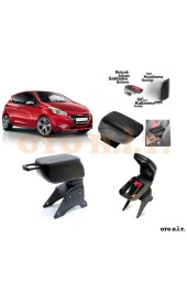 OTO H.İ.T.  Peugeot 208 Uyumlu Kol Dayama Ve Kolçak Sürgülü Bardaklıklı Ayarlanabilir Siyah Deri thumbnail 1