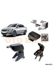 OTO H.İ.T.  Peugeot 301 Makyajlı Uyumlu Kol Dayama Ve Kolçak Sürgülü Bardaklıklı Ayarlanabilir Siyah Deri thumbnail 1