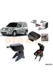OTO H.İ.T.  Citroen Berlingo 02-08 Uyumlu Kol Dayama Ve Kolçak Sürgülü Bardaklıklı Ayarlanabilir Siyah Deri thumbnail 1