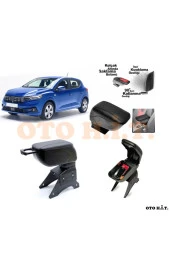 OTO H.İ.T.  Dacia Sandero 2021 Üzeri Uyumlu Kol Dayama Ve Kolçak Sürgülü Bardaklıklı Ayarlanabilir Siyah Deri thumbnail 1