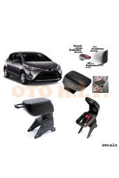 OTO H.İ.T.  Toyota Yaris 17-20 Uyumlu Kol Dayama Ve Kolçak Sürgülü Bardaklıklı Ayarlanabilir Siyah Deri thumbnail 1
